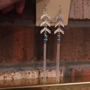 Lead free silver color long chain earring